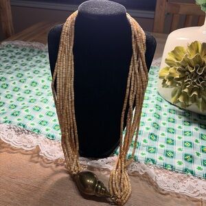 Vintage Elegant Tan Beaded Necklace